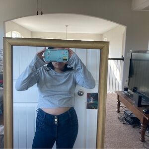 Gray Long Sleeve Crop Top
